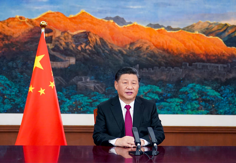 1月25日,国家主席习近平在北京以视频方式出席世界经济论坛“达沃斯议程”对话会并发表特别致辞。新华社记者 李学仁 摄
